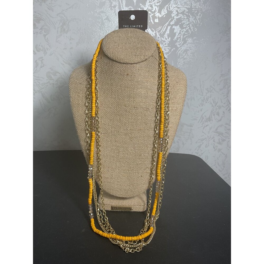 The Limited Yellow Beaded & Gold Chain Layered Necklace